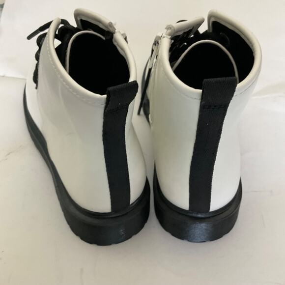 New White black Steve Madden combat boots platform chunky Y2K zip lug sole sz 5 - Picture 12 of 16